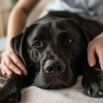 black dog laying down